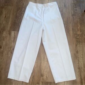 David Brooks Classic White Wide Leg Trousers
